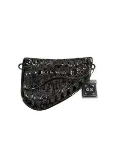 Pre-owned Dior mental Shoulder Bags Christian Metal Saddle Bag with Strap(10 in the world)