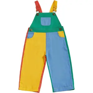 Toddler Kids Baby Boy Girl Contrast Color Overalls Pants Clothes 2T 3T 4T 5T Adjustble Shoulder Strap Romper Workwear