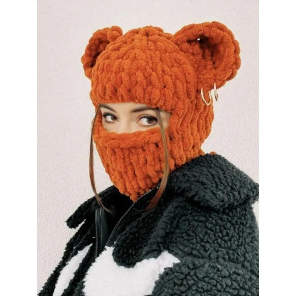 2026 New Women’s Wool Knit Beanie - Cute Character Ears Furry Ear Thick Yarn Hat, Cozy Thick Warm Fall Winter Fashion Accessory for Daily Outdoor Use, Character Ears Hats