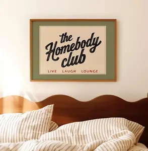 The Homebody Club Print � Cozy Minimalist Poster, Introvert Gift Art, Bedroom Wall Art, Home Office Decor
