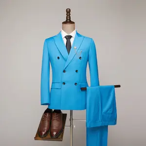 Mens Suit 2 Piece Tuxedo Double Breasted Slim Fit Blazer and Suit Pants Set for Wedding Prom Homecoming Fathersdaygift Coat