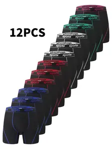 12-Pack Men's Boxer Briefs Bulk - Moisture-Wicking Long Leg Athletic Sport Underwear with Anti-Rolling Technology, Stretch Fit & Breathable for Home Comfort (Assorted Colors)