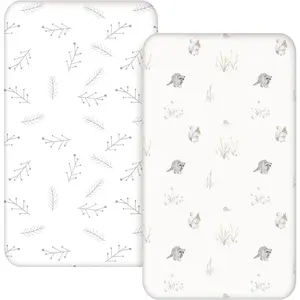 Kids Bassinet Sheets 2-Pack for Newborn Baby Boy and Girl Gender Neutral, Soft Breathable Elastic Sheets, Universal Fit Flexible for Rectangle Round Oval Hourglass Bassinet Mattress/Pad