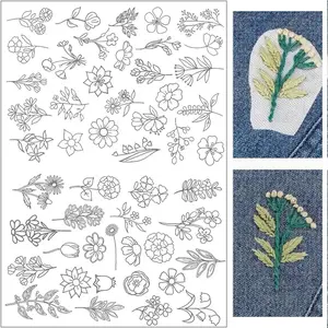 Water-soluble Embroidery Stabilizer, 50pcs Sewing Stabilizer with Floral Patterns, Adhesive Back Sewing Supplies for Hand Sewing & Needlework Lovers