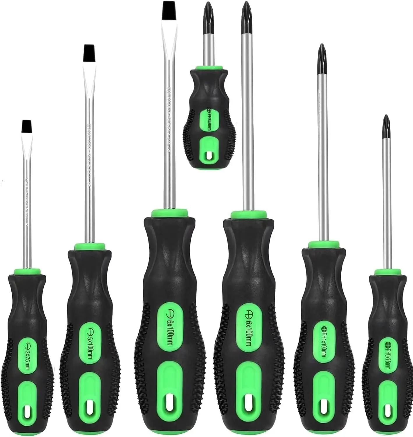 7-  Screwdrivers Set, 4 Phillips and 3 Flat, Professional Cushion Grip  Set