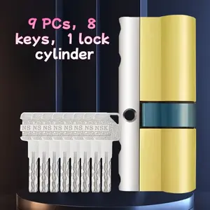 1 set （1 lock cylinder and 8 keys）Super C-Grade & C-Grade Security Door Lock Cylinder Set Universal for Home Courtyard Gates