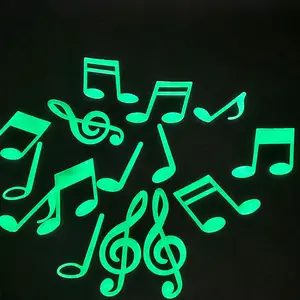 15pcs Glow in the Dark Music Note Wall Stickers - Luminous Eco-Friendly Musical Notation Decals for Studio, Music Student Rooms and Art Decor