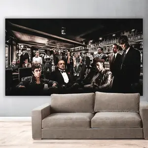 Iconic Gangsters Movie Characters Graphic Wall Art Print - Top Mobsters, Legendary Film Actors Minimal Posters (No Frame)