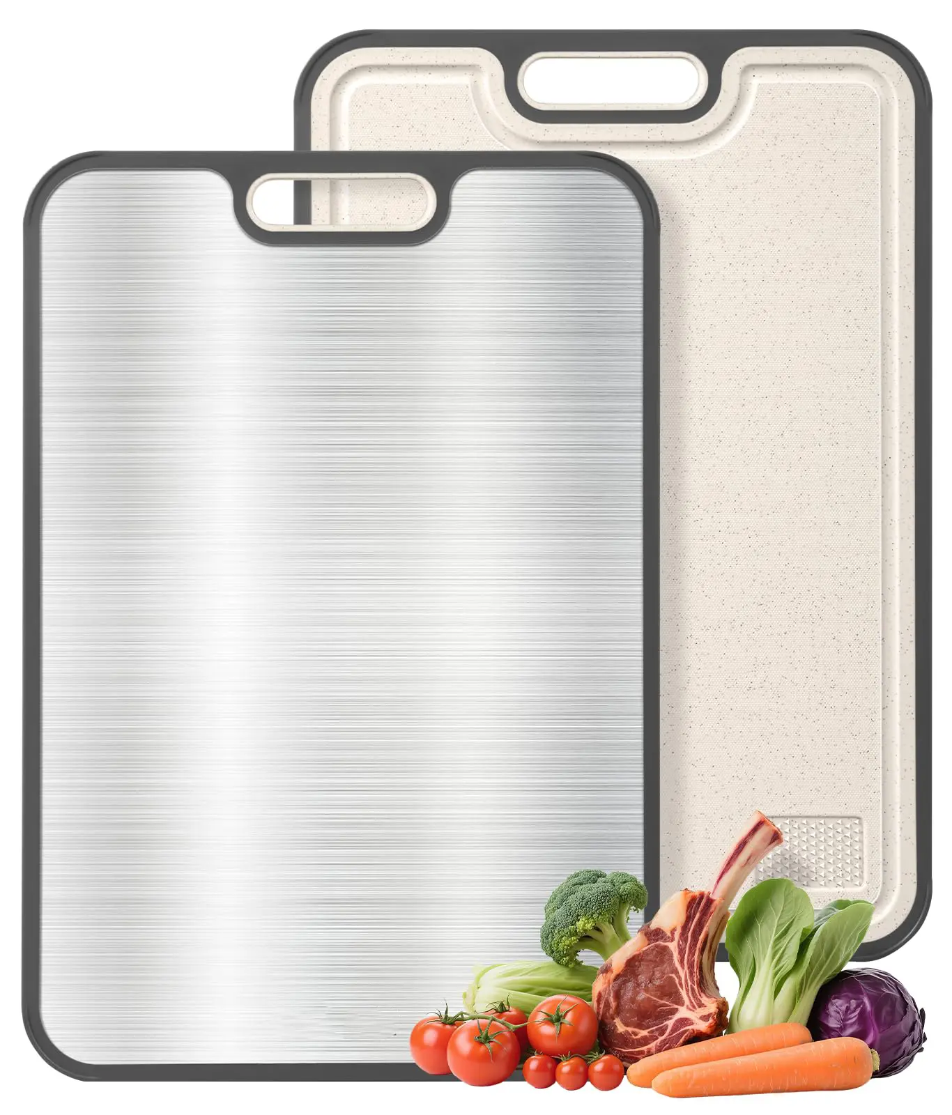 Titanium Cutting Boards for Kitchen, Non Toxic 2-in-1 Cutting Board Double Sided, Food Grade Chopping Boards for Fresh Meat Vegetable, Easy to Clean Large Size 16”×11”