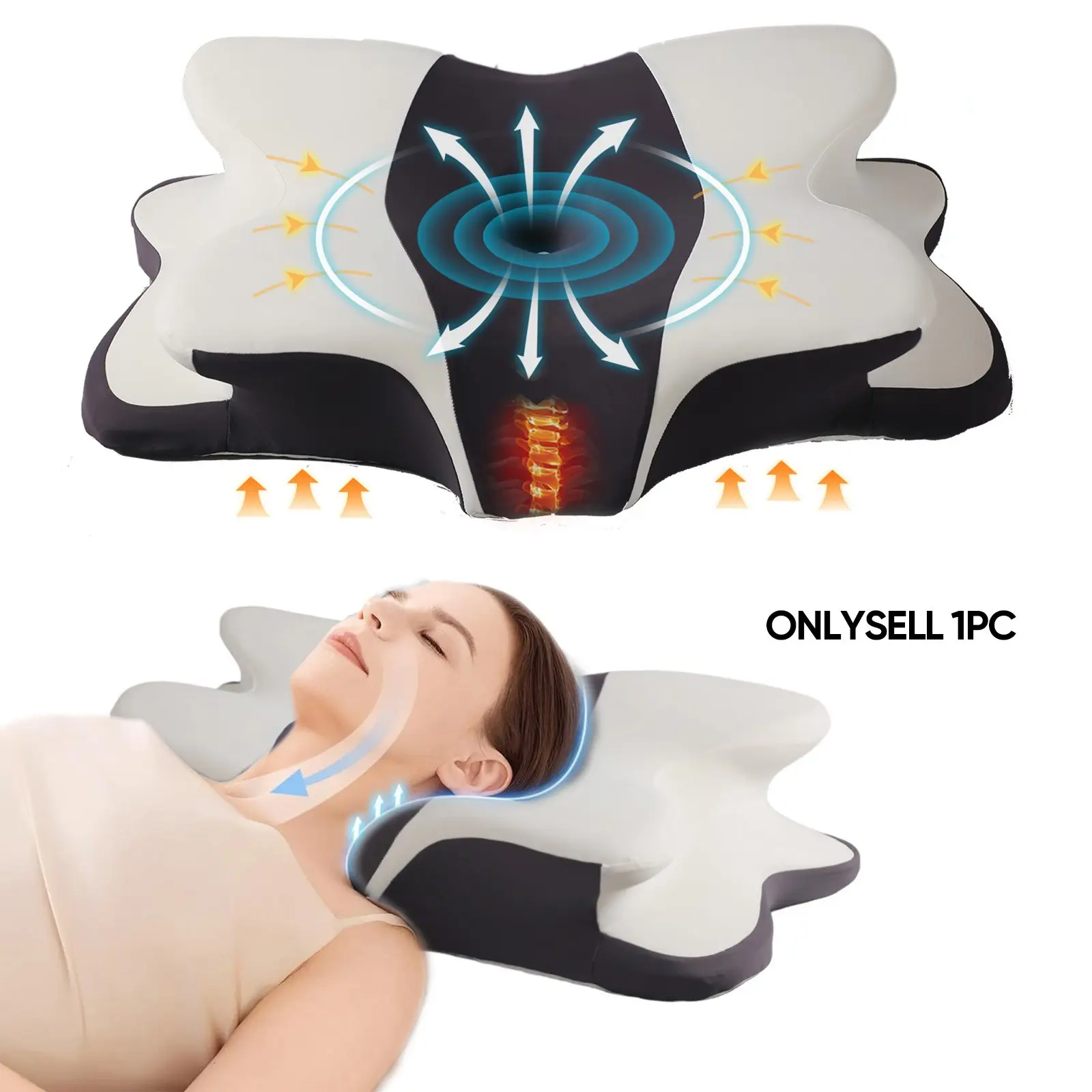 Sleep guru-recommended neck pillow, side sleeper pillow, memory foam pillow for back and stomach sleepers, two height options, zoned contour design