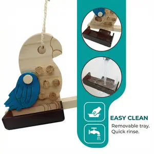 4-in-1 Parrot Foraging Toy: Perch, Cork Puller, Hidden Food Puzzle & Feeder - Natural Cork + Washable Acrylic Bowl with Wood Hook for Conures, Cockatiels (Extra Corks Included) bird parrot