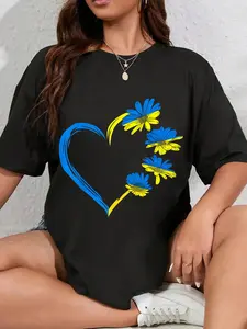 100% Cotton Unisex Ukraine Flag Sunflower Vintage Ukrainian Lovers Ukraine T-Shirt
