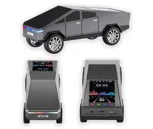 WS-580 Bluetooth Pickup Truck Speaker with Display Screen, HD Sound, TWS Pairing, FM Radio, Hands-Free Calling, LED Party Lights, Gray