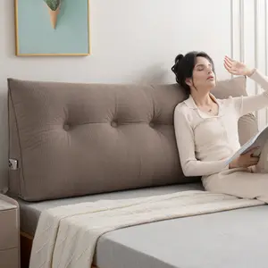 BEKRVIO Triangle Headboard Wedge Pillow Bed Reading Bolster with Supportive Memory Foam for Backrest Positioning Brown Twin Queen King Size ideal seasonal gift neck support