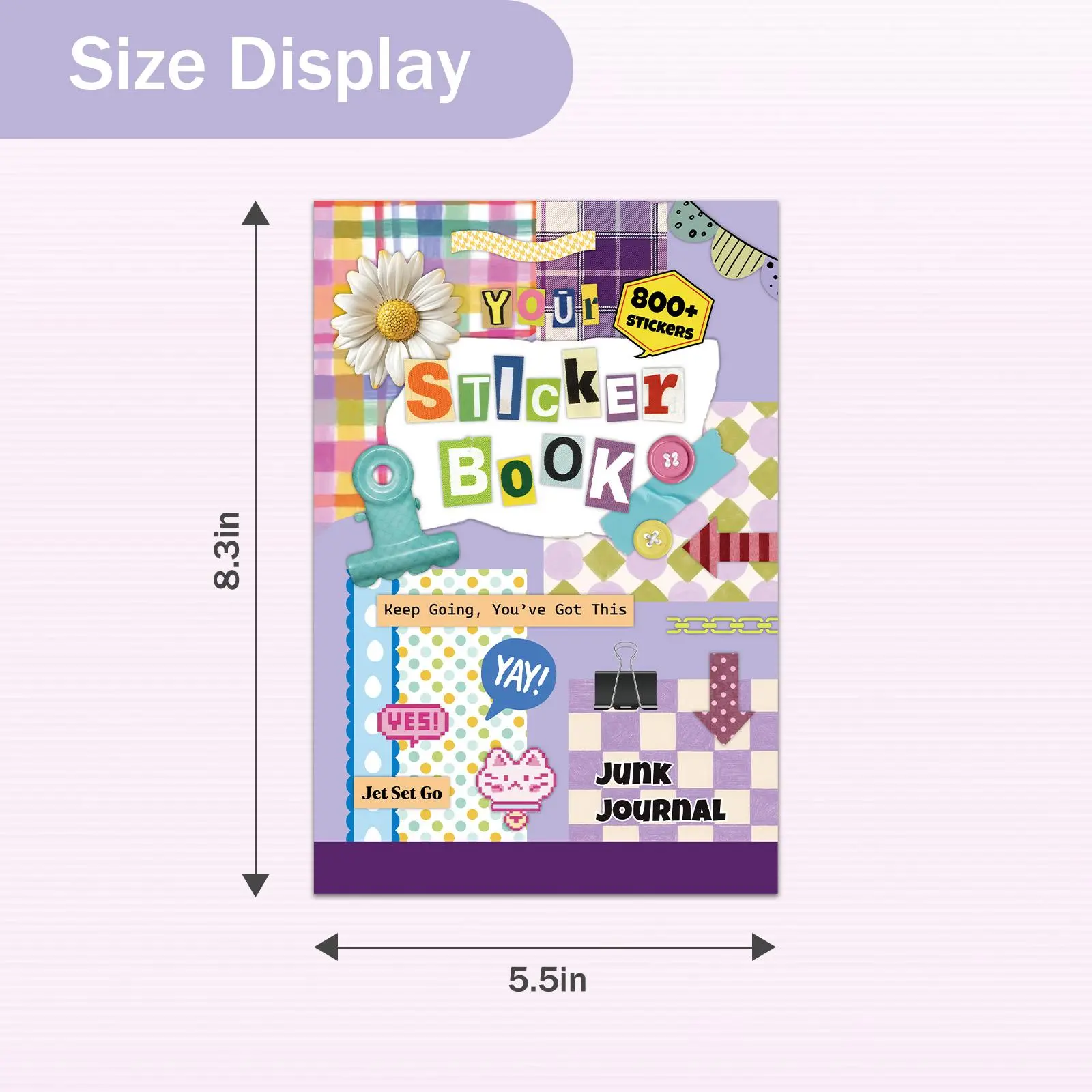 Stickers Mixed Theme Sticker Book 800+ PCS Side Flip Sticker and Memo Paper Alternating Pages for Journaling Scrapbooking