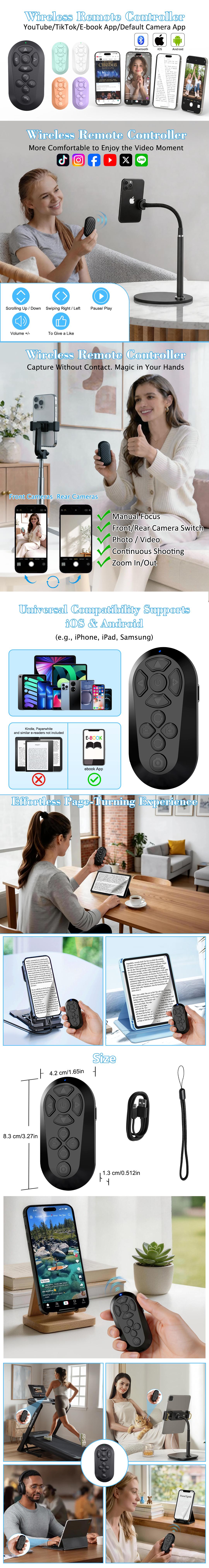Xring 2026 NEW Release Remote Control for TikTok Scrolling , Wireless Scroller Page Turner, Camera Shutter Video Recording for iOS Android, Cellphone Selfie Accessory,Upgraded  fathersdaygiftideas  MothersDaygift Summervibes