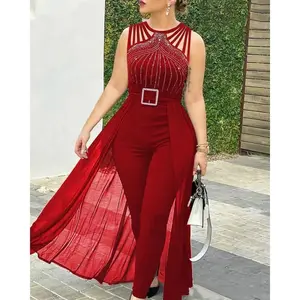 JumpsuitforWomenPartyCasualRhinestoneMeshSleevelessJumpsuitsSkinnyOutfitsLadiesSuitGift