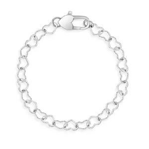 5-6" Heart Link Chain Baby / Toddler / Kids Bracelet - Sterling Silver