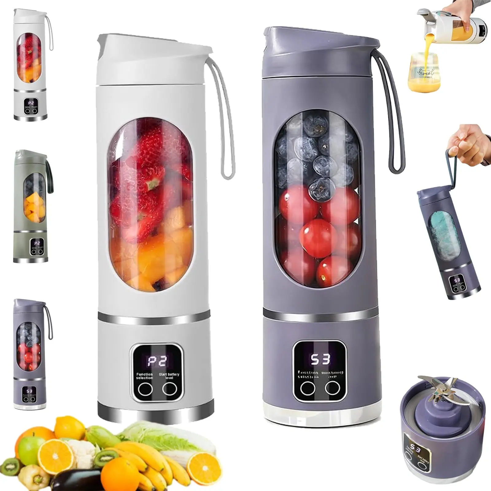 【2026 Upgraded】2-in-1 Portable Ice Crusher & Smoothie Maker Cup - Leak-Proof Rechargeable Mini Blender with 500ml BPA-Free PCTG Cup, 50W Motor for Quick Blends, ABS Build for Single Users & Sports Enthusiasts