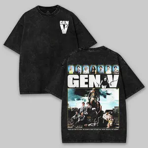 Vintage  Gen V Acid Washed Lightweight Cotton Men Shirts Movie Streetwear Casual Menswear Unisex Halloween Clothing, Gift for Horror Movie Fans Fabric Top