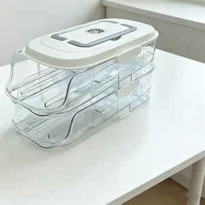 1pc 2-Tier/3-Tier Egg Holder for Fridge, Removable Countertop Egg Dispenser, Detachable Trays with Handles, Kitchen Storage Shelf, Stackable Fridge Organizer, Refrigerator Organizer
