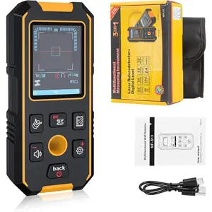 3-in-1 Stud Finder Wall Scanner - Magnetic & Non-Magnetic Metal, Wood, Cable Detection | Positioning Hole, LCD Display, Audio Alarm | Rechargeable Stud Detector for Joists/Pipes/Wires