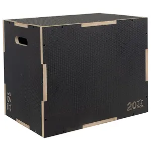 Signature Fitness Wooden Plyo Box Non-Slip Jump Platform, Gray