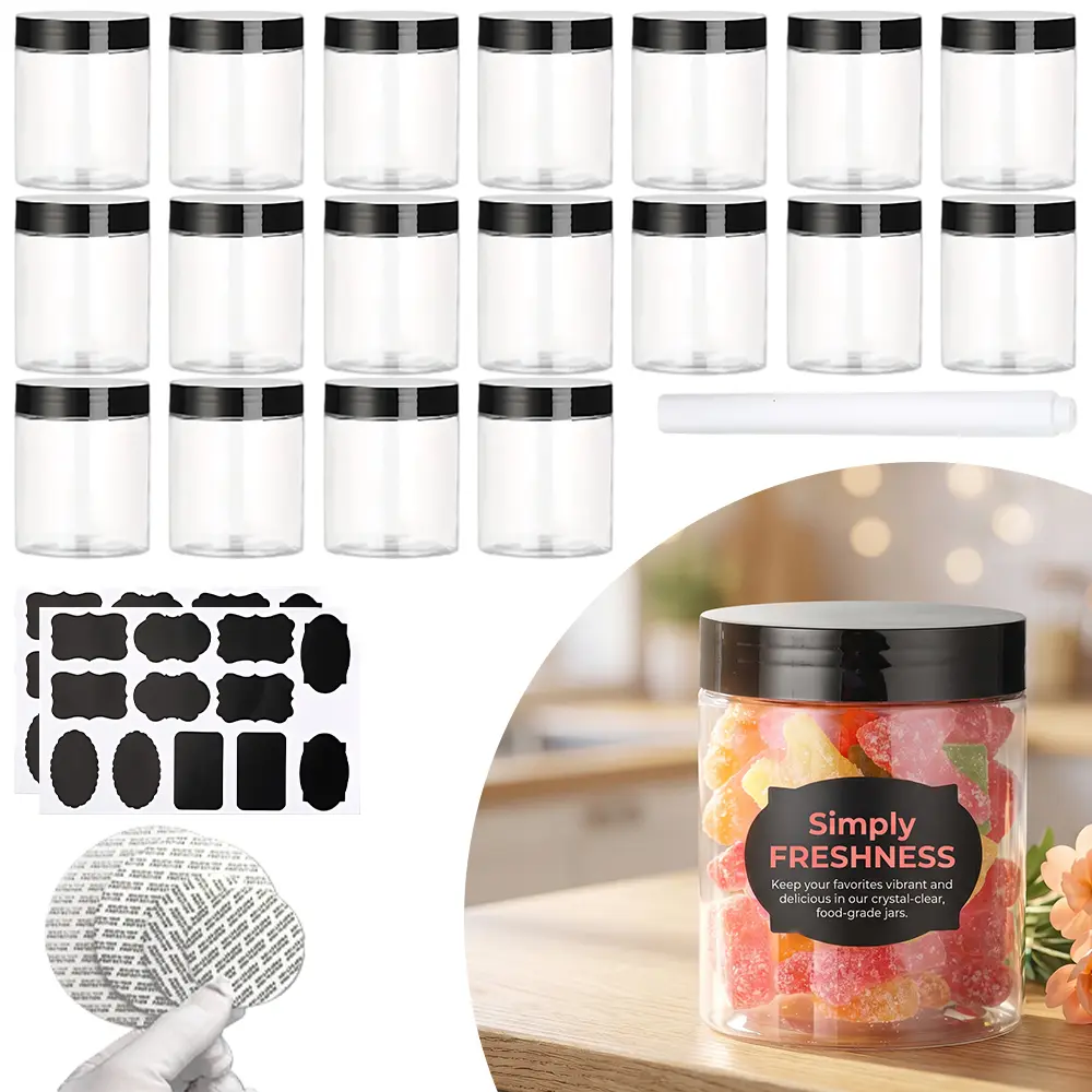 24 pcs Clear Plastic Slime Containers 8 Oz Plastic Container Jars with Lids Refillable Empty Round Slime Containers for Lotion, Cream, Ointments, Body Butter, Makeup, Travel Storage