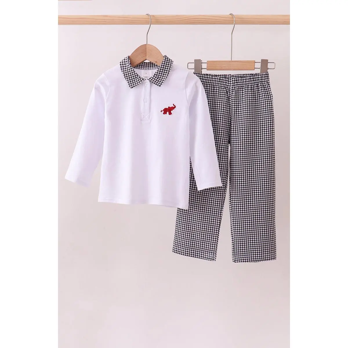 Premium White Alabama elephant embroidery pants set