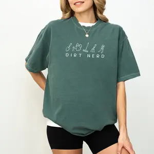 MAPTEES Women's Unisex Chic Oversized Printed Dirt Nerd Comfort Colors T-shirt, Gardening Enthusiast Outfit with Garden Tools Graphic