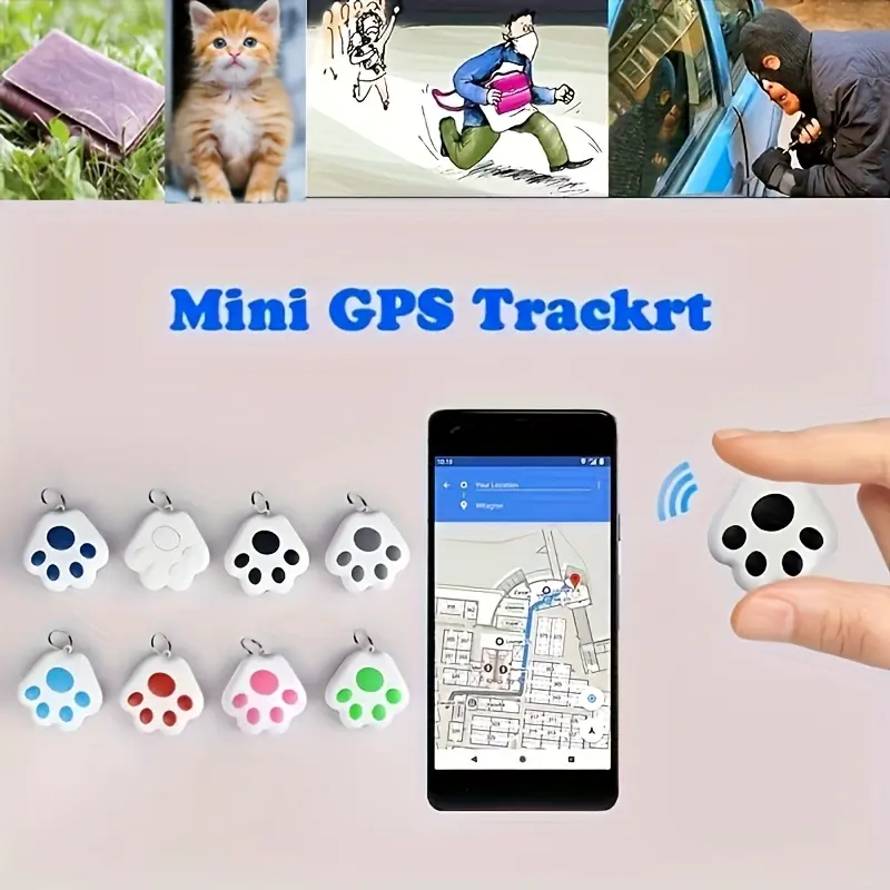 Smart Pet Tracker with Voice Recorder & Photo Capture - Low-Power Location Finder Companion for Dogs & Cats, Paw-Shaped Lost Device