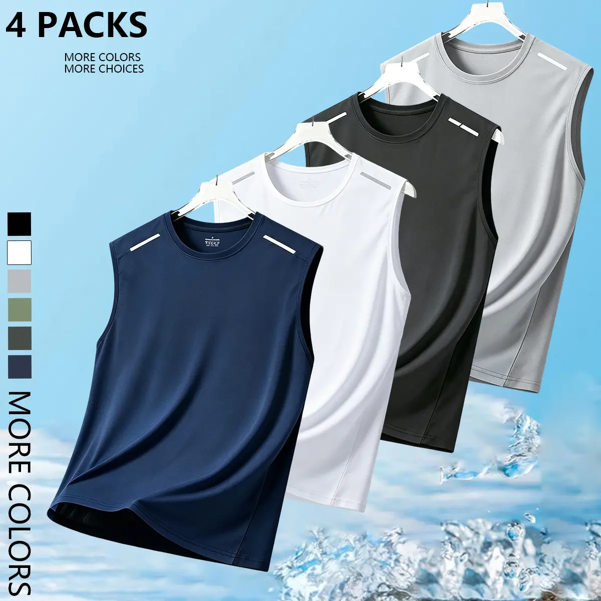 JOGWAVE 4PCS Men’s Premium Ultra-Soft Tank Tops — High-Stretch, Breathable Muscle Tanks for Fitness & Casual Wear, Mesh Quick-Dry Pullovers, back-to-school shopping, TikTok Favorites, True Size