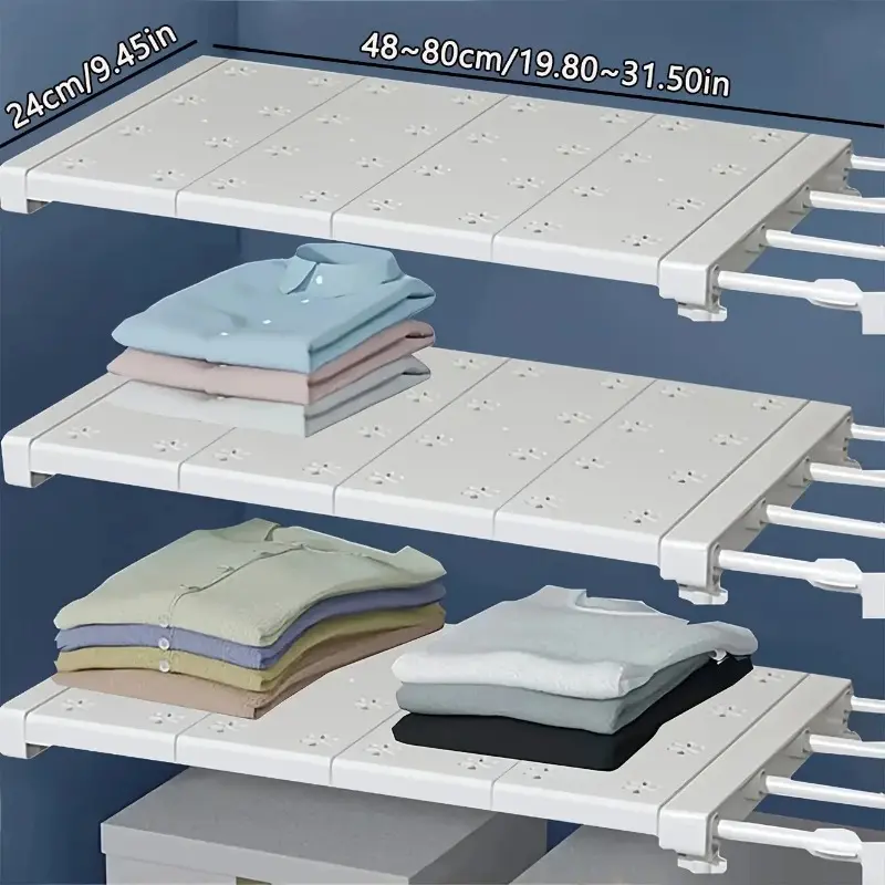 3-in-1 Home Storage Organizer Set - Adjustable Shelf Partition, Telescopic Stackable Rack, Kitchen Drawer Dividers, Closet Organizer for Wardrobes, Gap Spaces