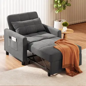 Gizoon Sofa Bed Chair 3 in 1 Convertible Pullout Single Sleeper Chair Bed with Adjustable Backrest Spacious Multifunctional Sofa Couches for Living Room Bedroom Apartment
