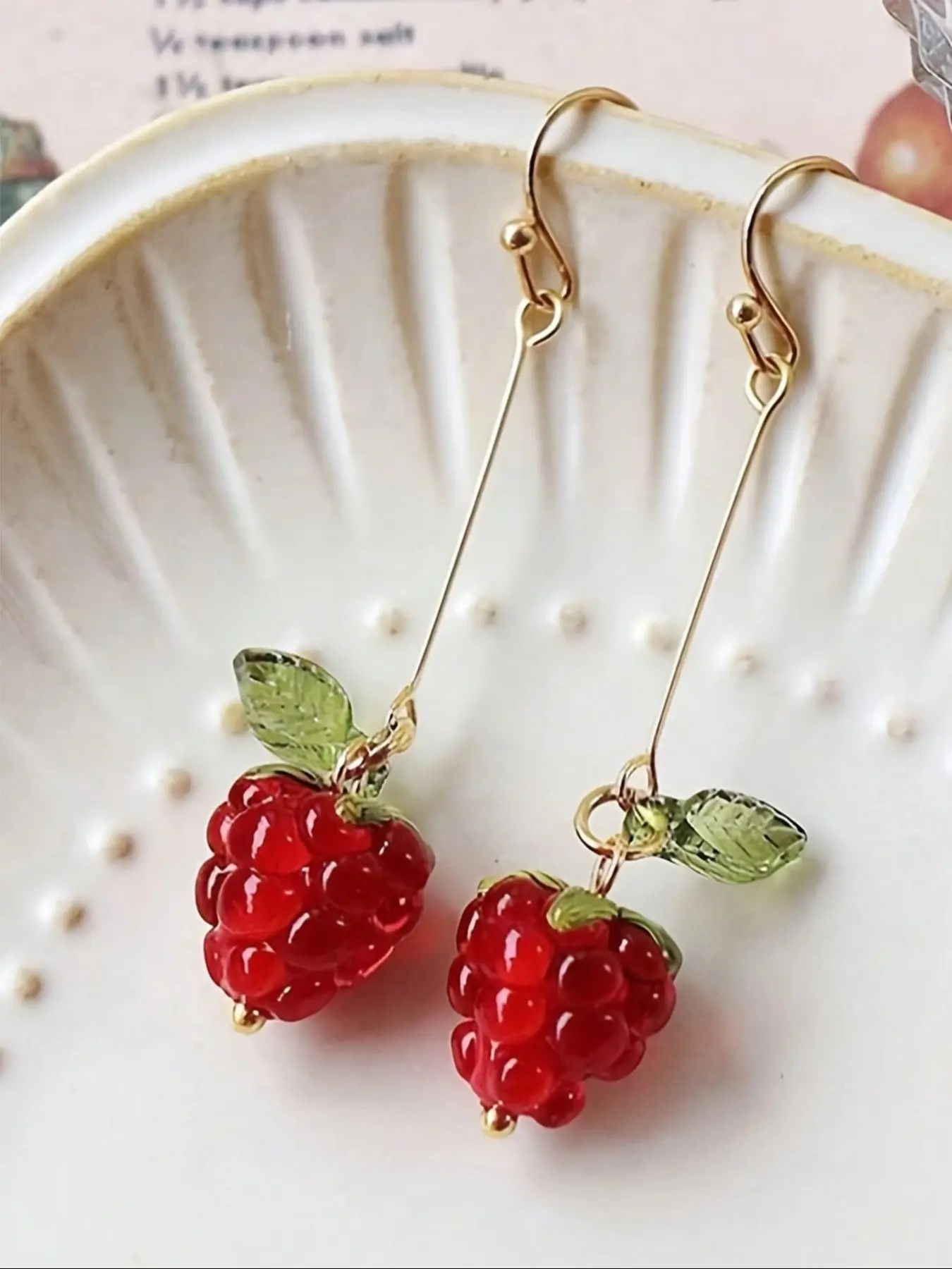 Women's Raspberry Strawberry Tassel Earrings, Fresh & Sweet Design, Fruit Theme, Fruit Veggie Earrings, Dainty Fashion Jewelry, Casual Trendy Jewelry, Cute Jewelry, Statement Earrings, Luxurious Accessory, Perfect Gift Idea