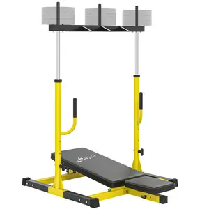 Soozier Vertical Leg Press Machine, 660LBS Capacity, Leg Strength Training Machine with Adjustable Leg, Back, and Head Positions for Home Gym, 1" Standard Plate Compatible, Yellow