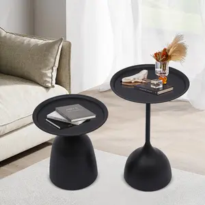 Set of 2 Round Side Table 2 Tier 43cm 60cm for Living Room Bedroom Balcony