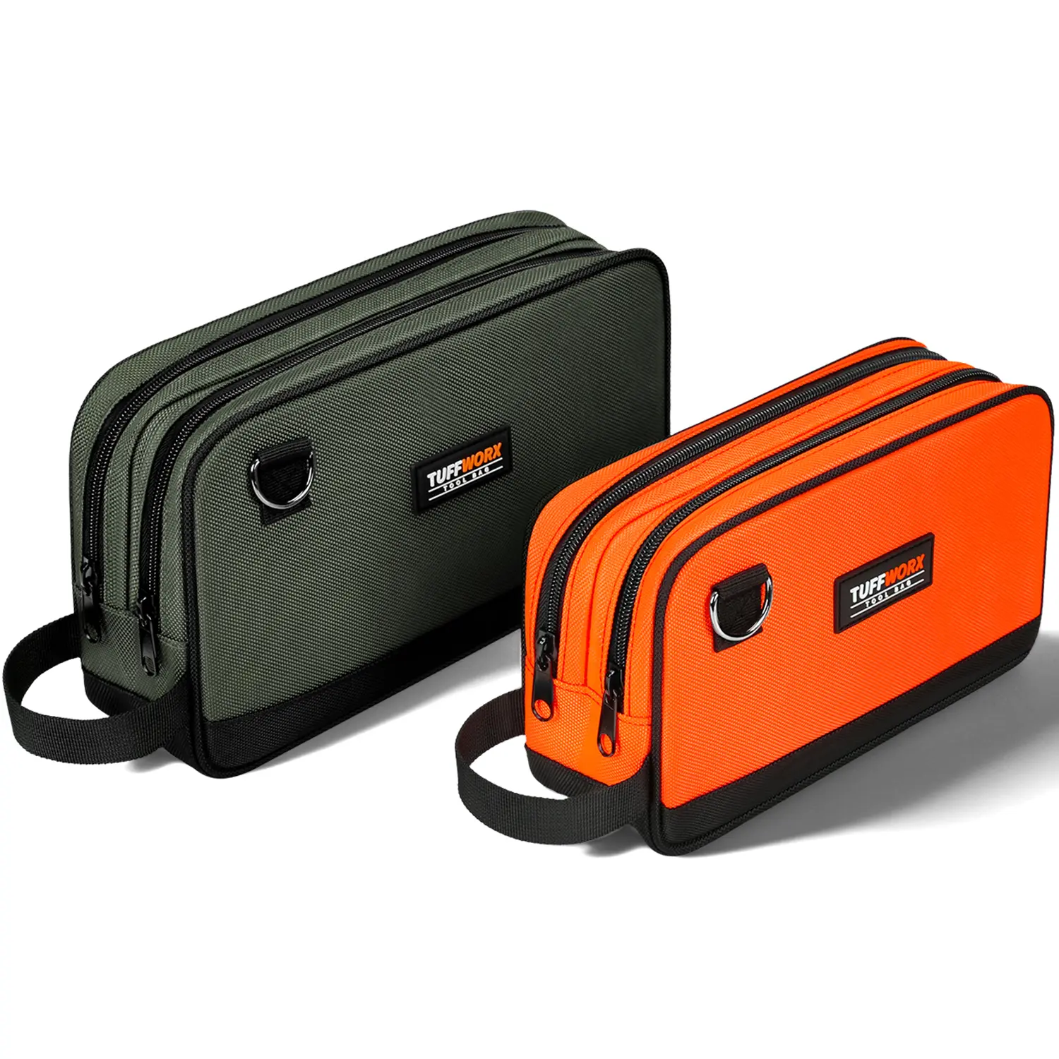 TUFFWORX Tool Pouch Small Tool Bag Multi Compartment Storage Pouch Gray and Orange 2 Pack for Organized Tools