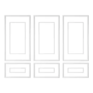 VEVOR Wall Molding 3 Pack, Wainscoting Panels Kit with Dual-Line Wide & Narrow Profile, Lightweight Paintable Polystyrene, Easy to Install Accent Wall Trim for Interior Living Room, Bedroom,White