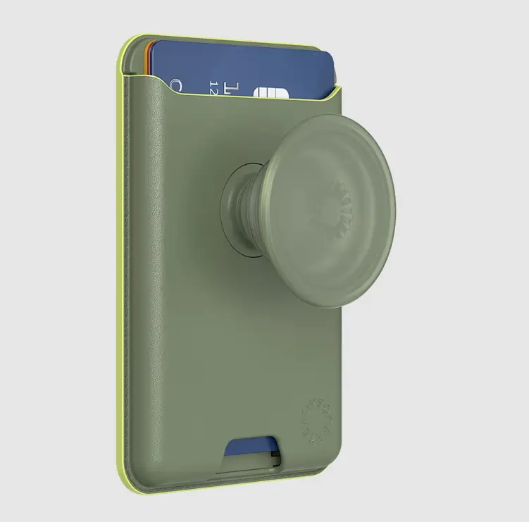 Women's MagSafe Magnetic Card Holder Wallet - Modern Eucalyptus Softgoods Design, Attachable Smartphone-Cellphone Grip Stand Mount, with Pocket for Modern Users