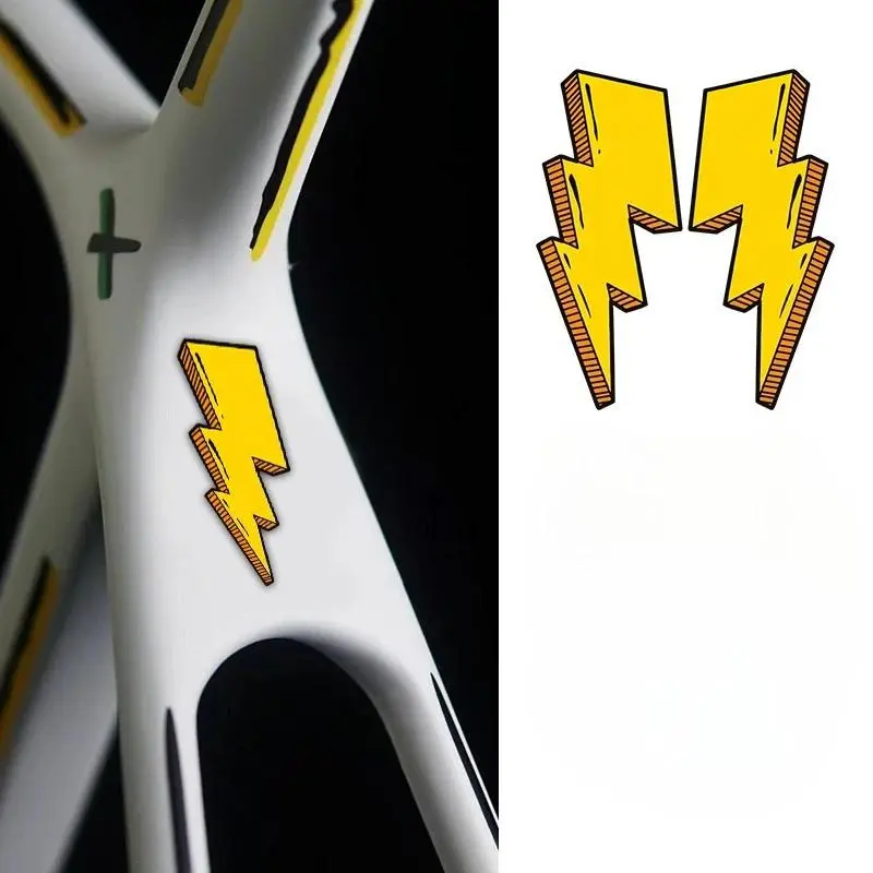 One Pair of Bike Frame Stickers - Waterproof Vinyl Bike Decoration, Lightning Shape Design for Mountain Bike/Road Bike Decals