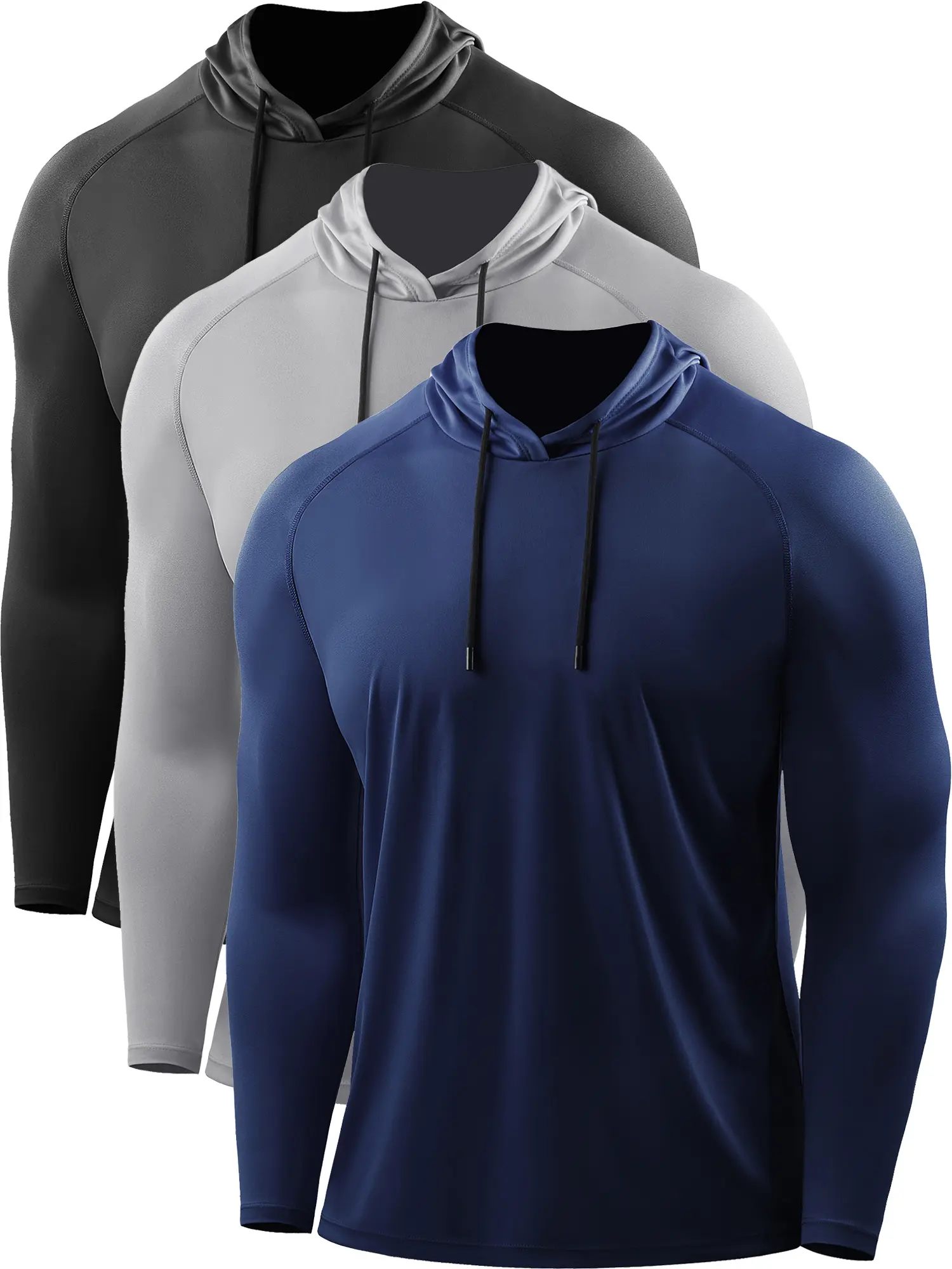 CADMUS Men's  Workout Long Sleeve Fishing shirts UPF 50+ Sun Protection Dry Fit Hoodies
