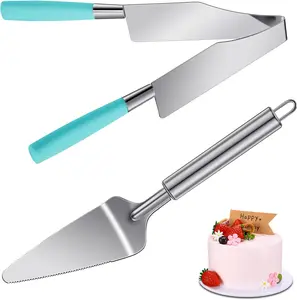 Pack of 2 Cake Slicer Cutter Multi Function Stainless Steel Cake Spatula Server Set for Cakes Pie Desserts Pizza (Blue)