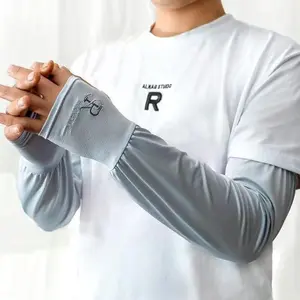 Letter Loose Ice Arm Sleeves Women Sunscreen Elastic Driving Gloves Outdoor UV Protection Arm Cover Sleeves Comfortable