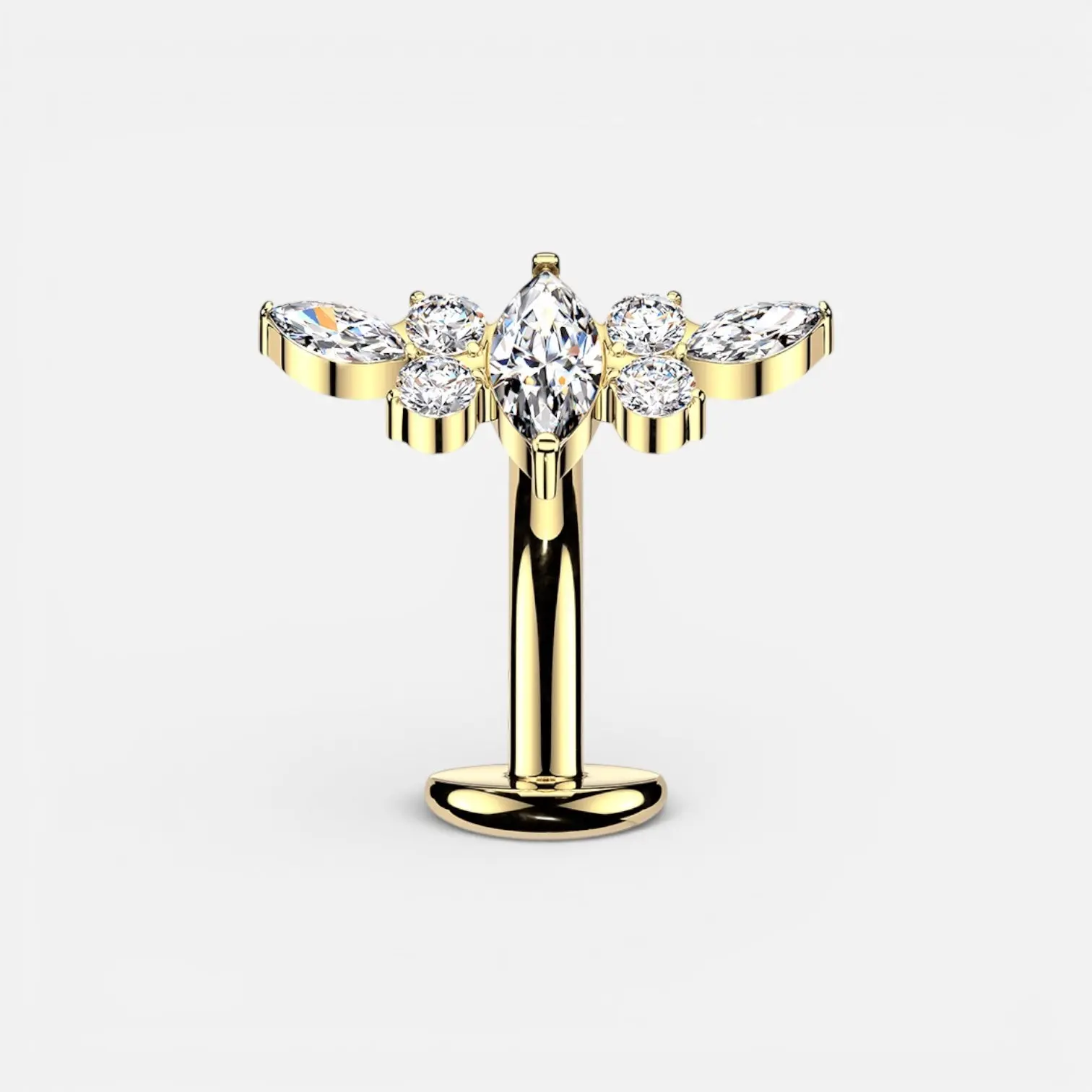 Marquise Top Floating Titanium Threadless Belly Button Ring