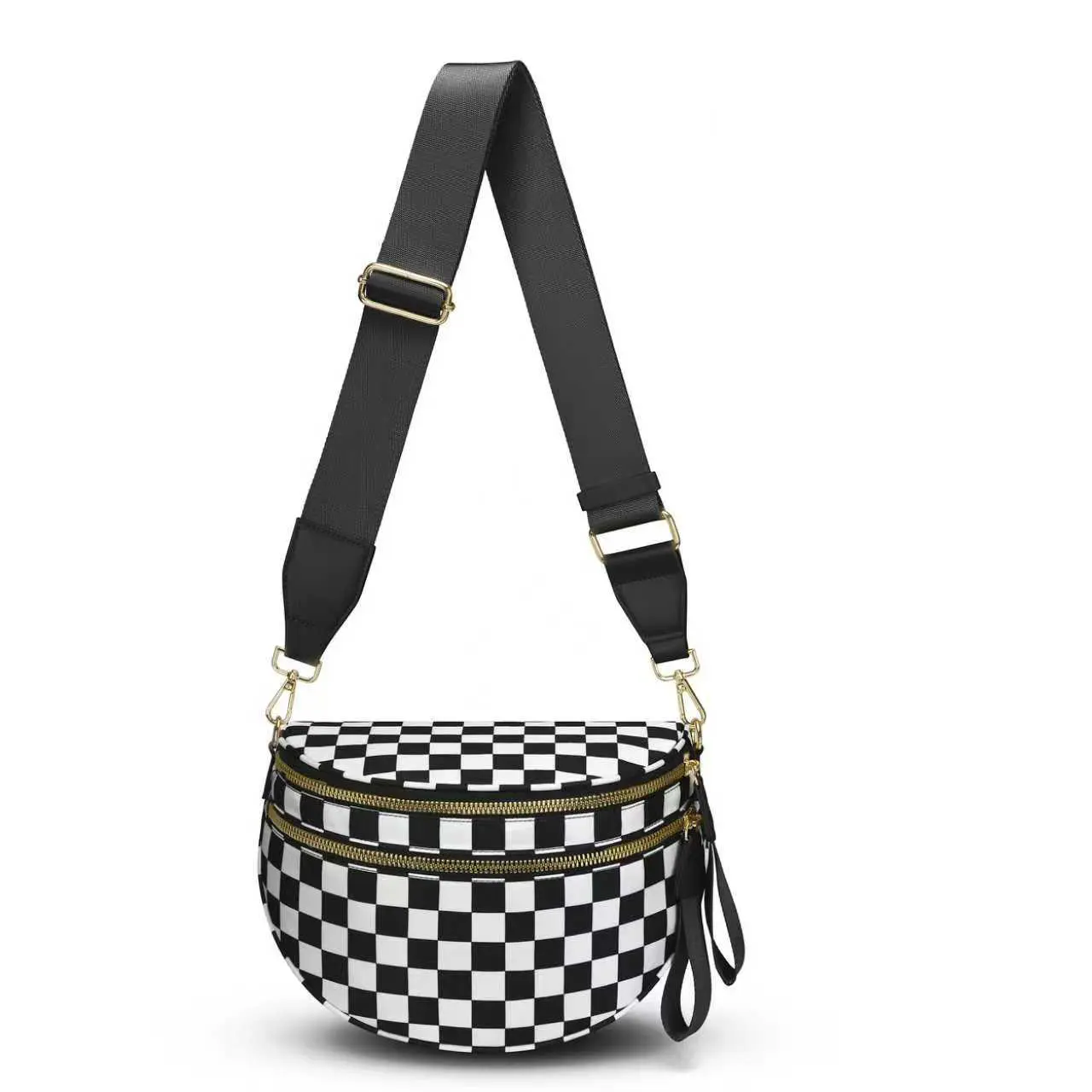 Checkered Bum Bag for Women, Retro Crossbody Bag with Large Capacity, Wide Adjustable Strap, and Secure Zip, Casual Trendy Purse for Travel, Checkered Crossbody Bag, Crossbody Bags For Women
