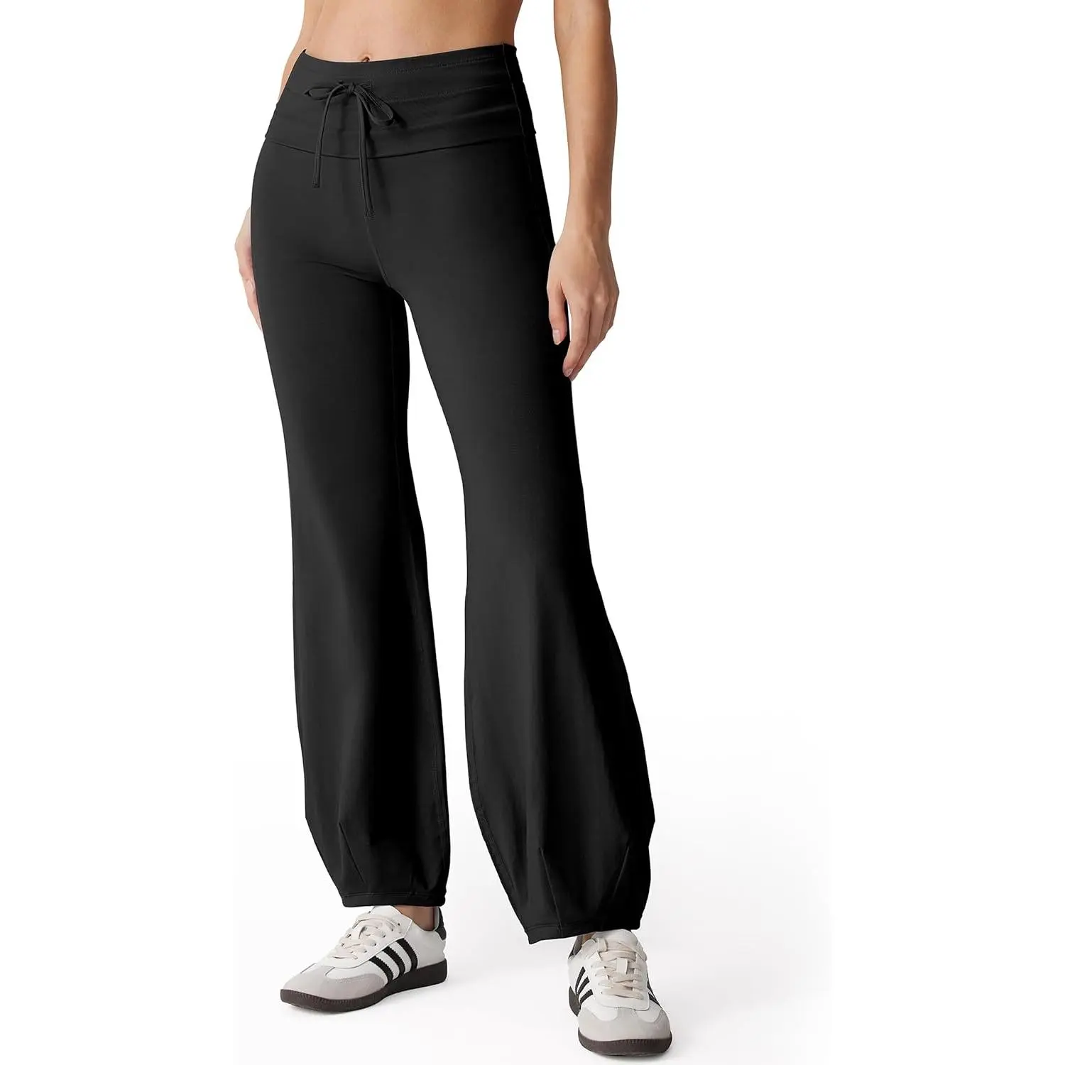 MOOSLOVER Women Quick Step Bubble Pants Drawstring High Waist Flare Leggings Casual Lounge Yoga Active Pant