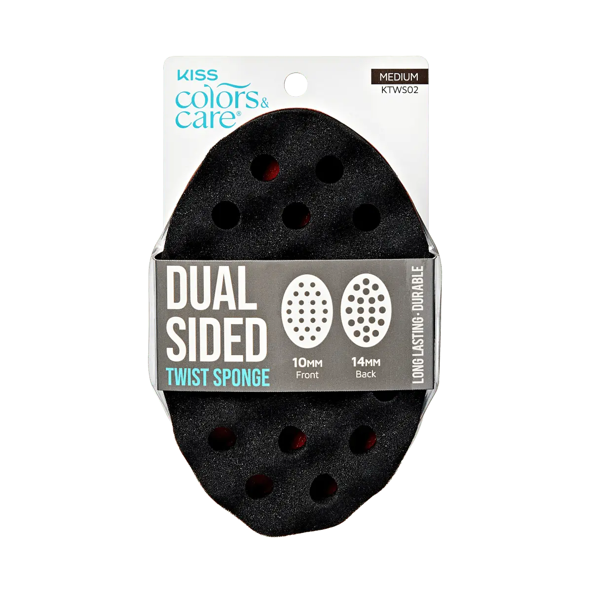 Kiss Colors & Care Dual Sided Twist Sponge - Medium | Sponge Brush, 4C Curl Sponge, Hair Accessories