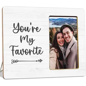 Couple Gifts Picture Frame for Engagement Girlfriend Boyfriend, You're My Favorite Wooden Picture Frame for Couple