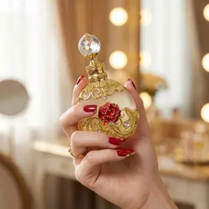 Natural Women's Perfume Oil Concentrate, Arabian Perfume Oil, Long-Lasting Floral Fragrance, Middle Eastern Musk Scent, 18ML Portable Rose Enamel Bottle
